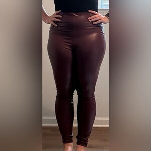 Express red leather leggings